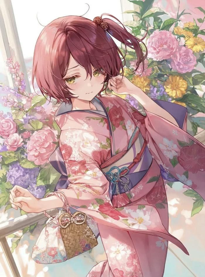 hình anime nữ kimono nét đẹp nhật