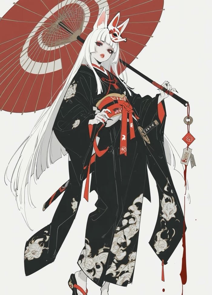 hình anime nữ mặc kimono nề nếp chỉn chu