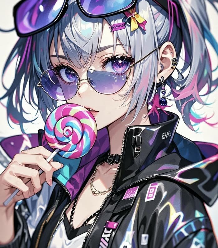 hình anime nữ ngầu ăn kẹo
