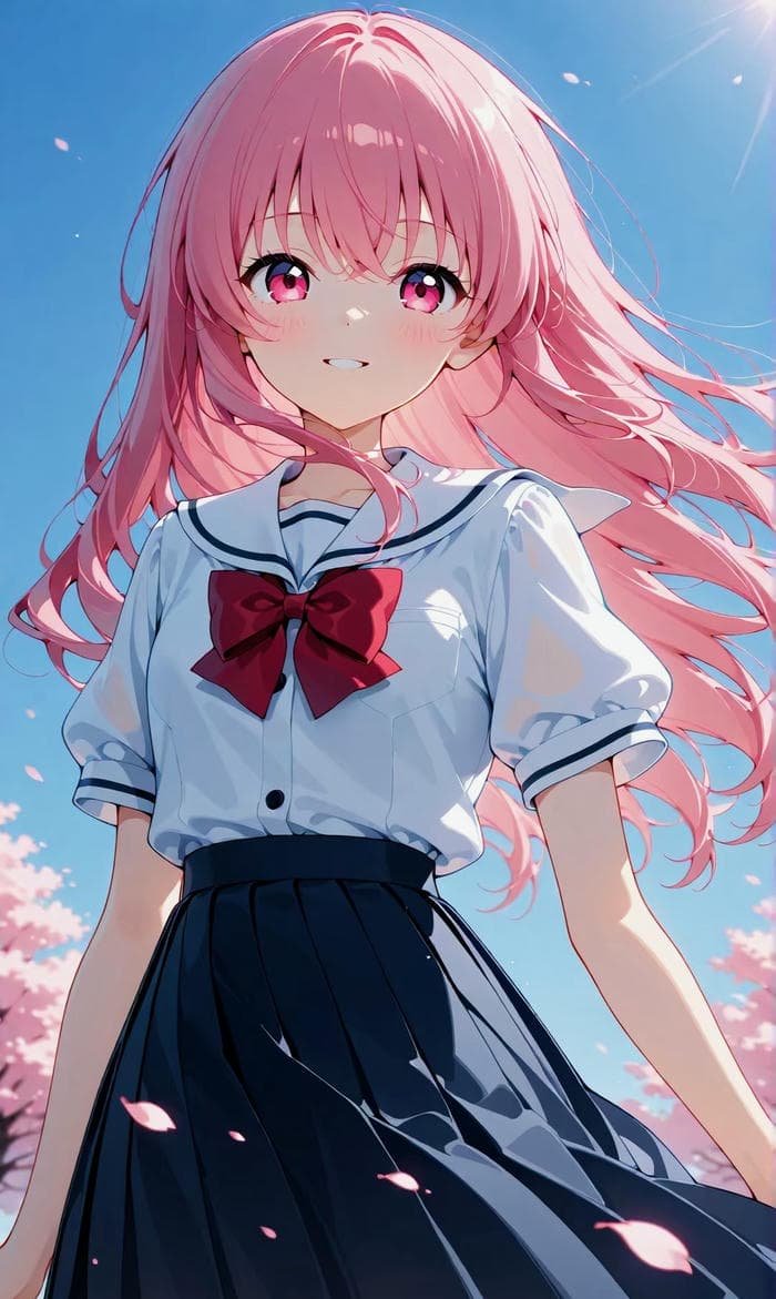 hình anime nữ tóc hồng sắc hồng nổi