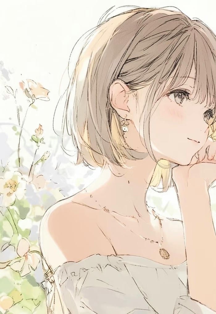 hình anime nữ tóc ngắn nhẹ nhàng