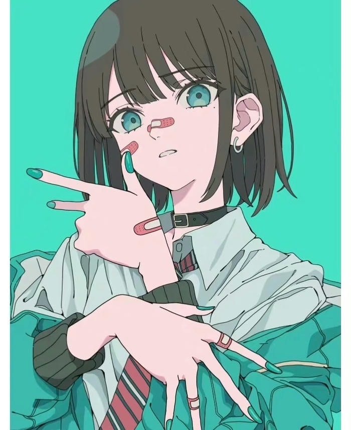 hình anime nữ tóc ngắn tạo dáng