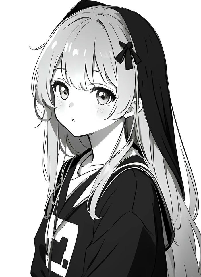 hình anime nữ trắng đen mờ nhạt sắc thái