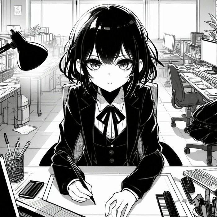 hình anime nữ trắng đen nặng nề tâm trạng
