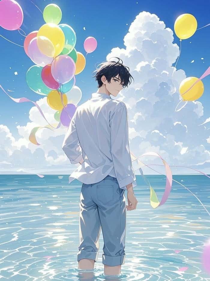 hình avatar anime nam chơi trên biển