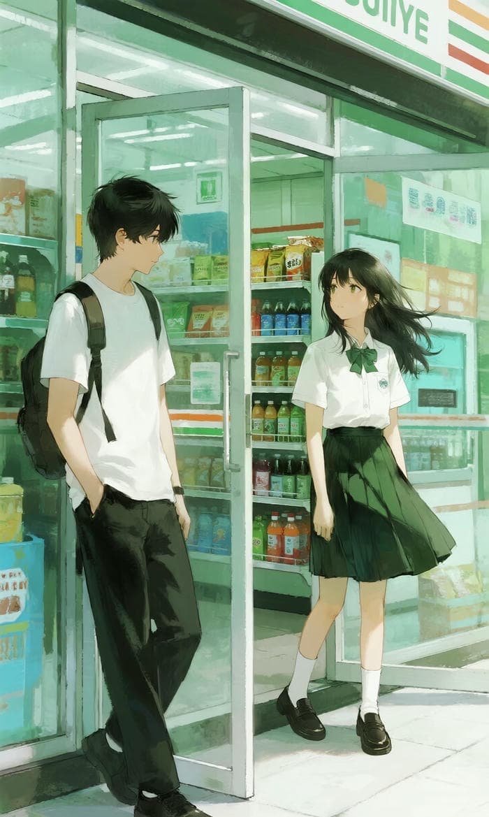 hình cặp đôi anime phong cách học đường