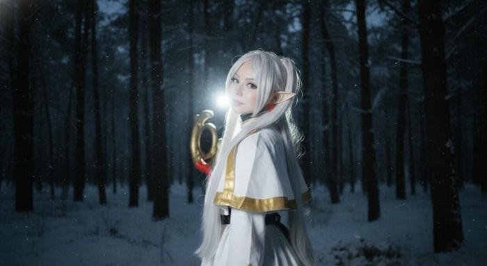 hình cosplay Frieren chi tiết cổ áo
