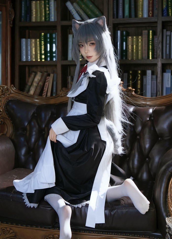 hình cosplay hầu gái trang phục truyền thống