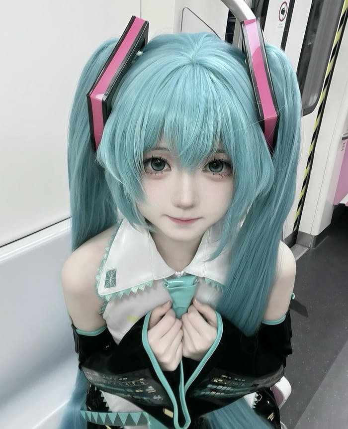 hình cosplay miku áo có cổ