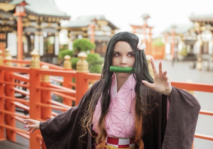hình cosplay nezuko đường may nổi