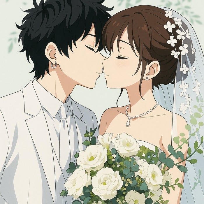 hình cưới anime biểu cảm ngọt ngào