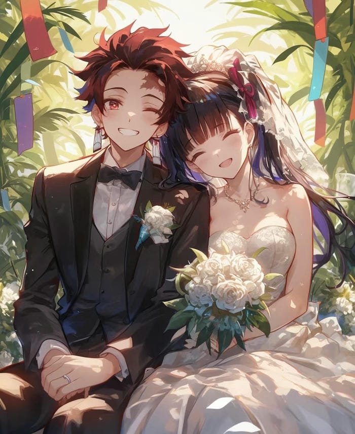 hình cưới anime đẹp vui vẻ