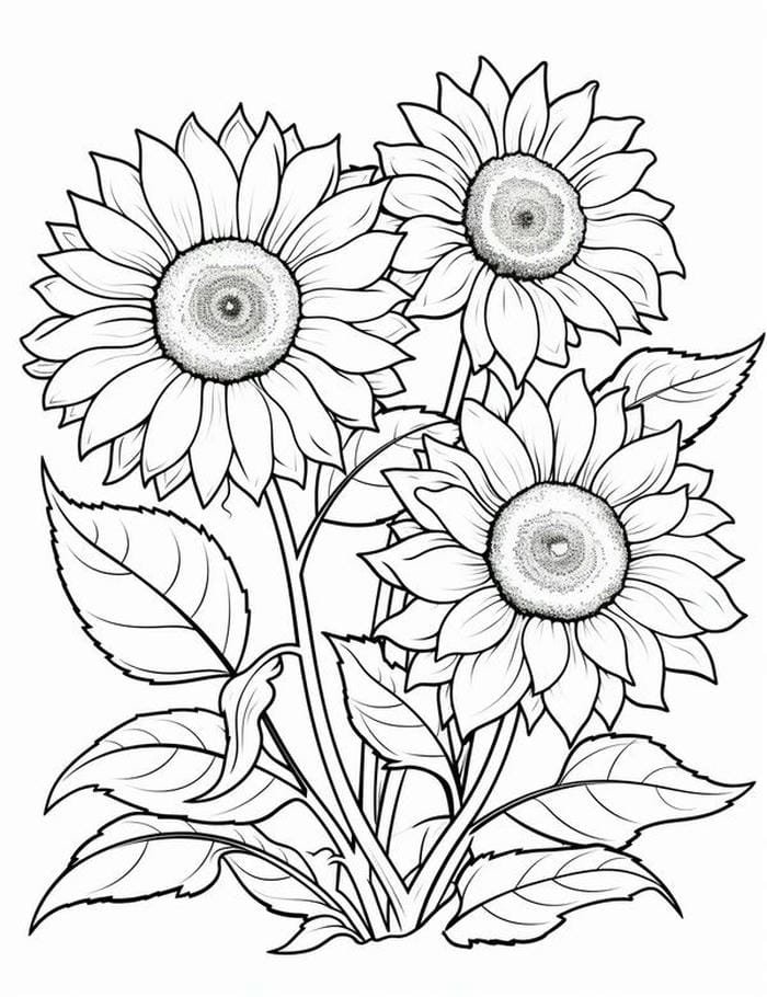 hình hướng dương dành tô màu