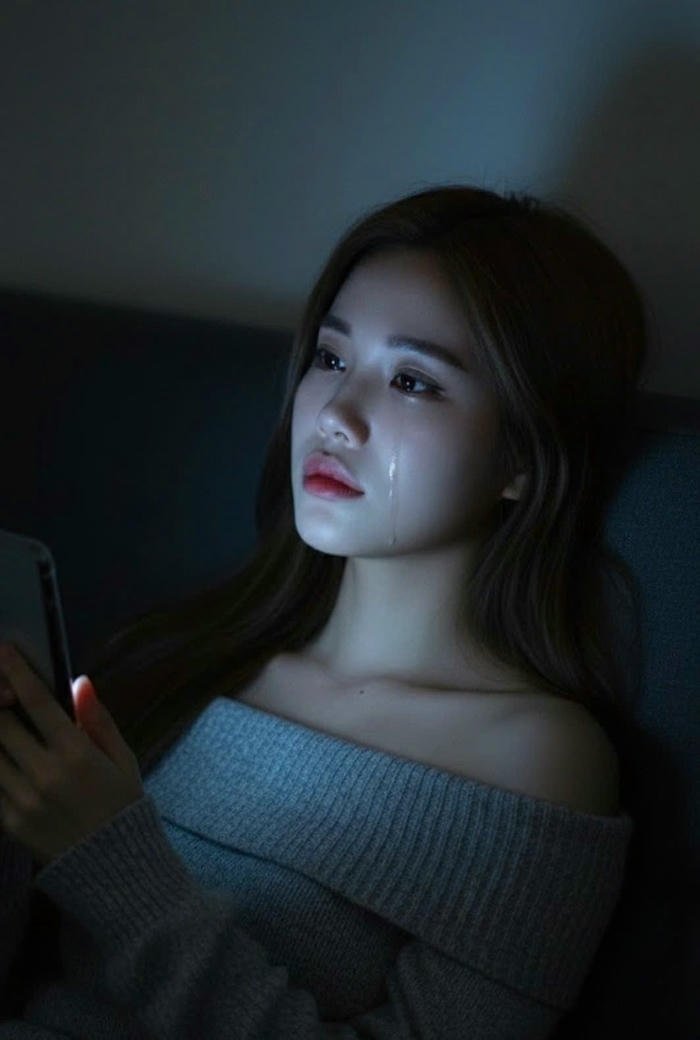 hình nữ khóc ánh mắt ướt