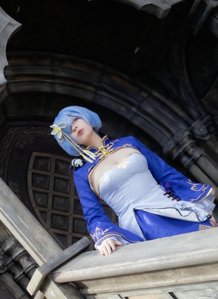 hình rem cosplay tóc xanh đậm