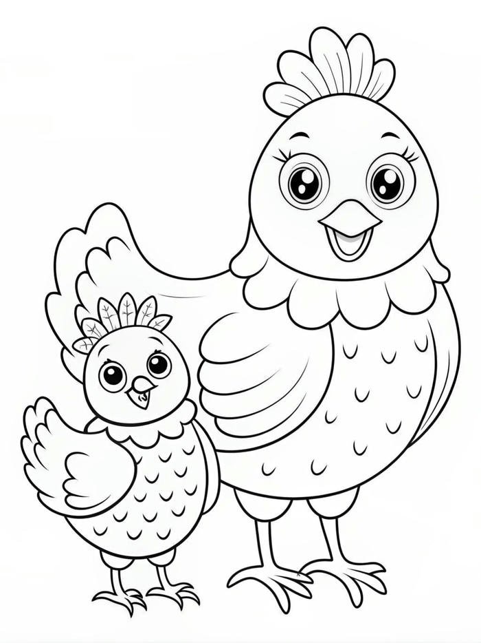 hình tô màu con gà cho trẻ