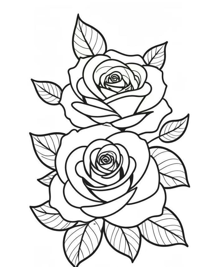 hình tô màu hoa hồng dịu dàng