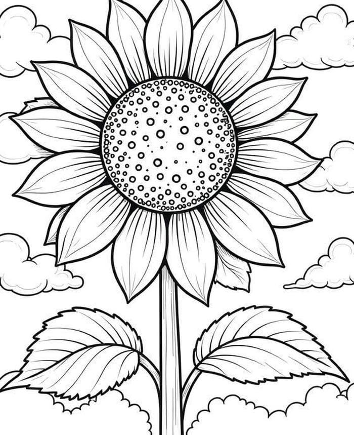 hình tô màu hoa hướng dương sinh động