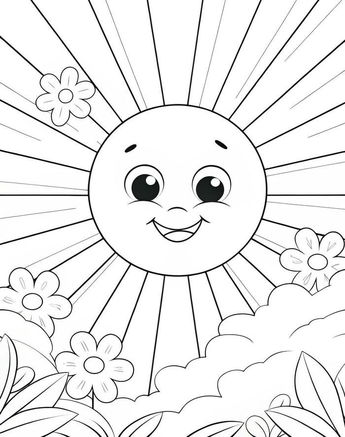 hình tô màu mặt trời cho trẻ