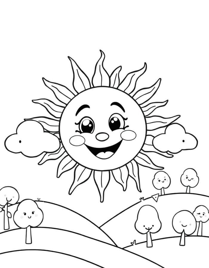 hình tô màu ông mặt trời vui tươi