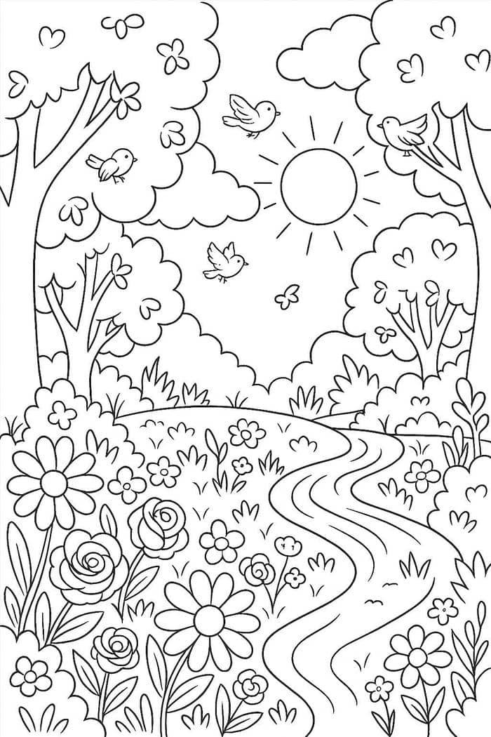 hình tô màu phong cảnh dễ tô