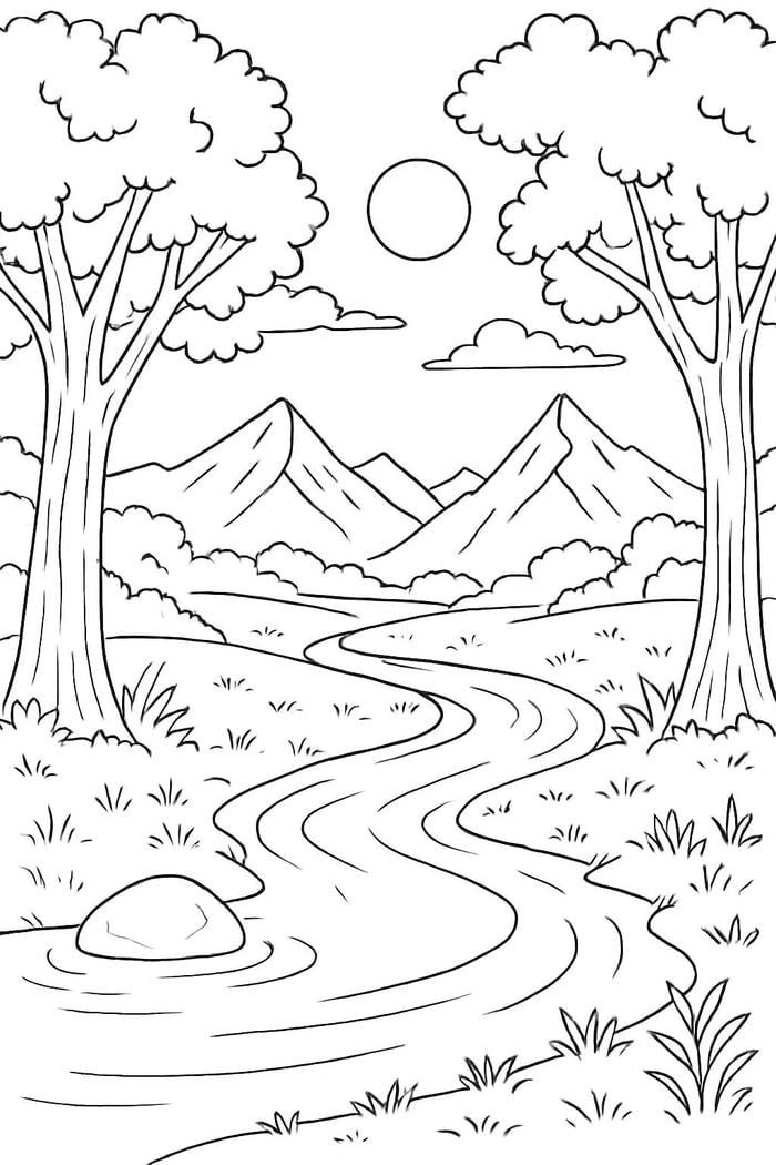hình tô màu phong cảnh đẹp hài hòa