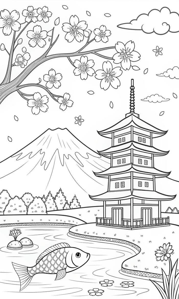 hình tô màu phong cảnh nhẹ nhàng