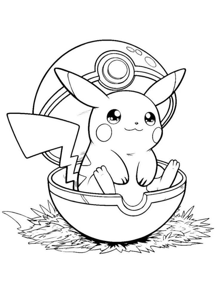 hình tô màu pikachu dễ hoàn thiện