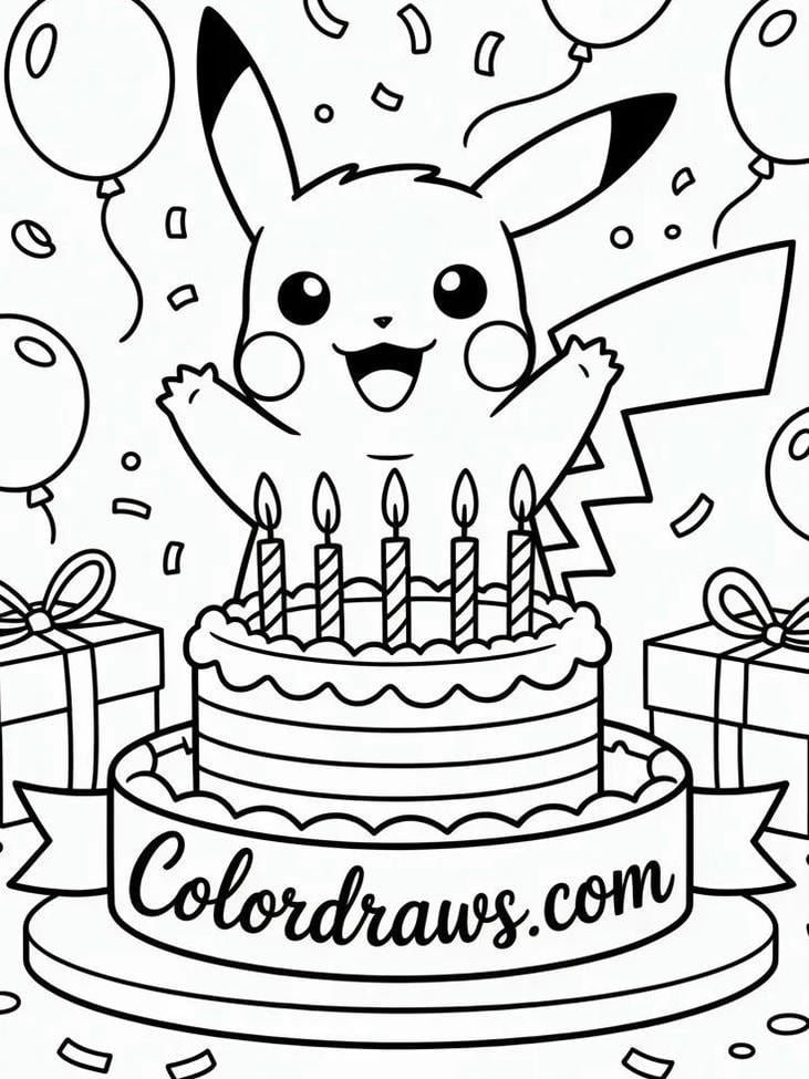 hình tô màu pikachu dễ nhìn