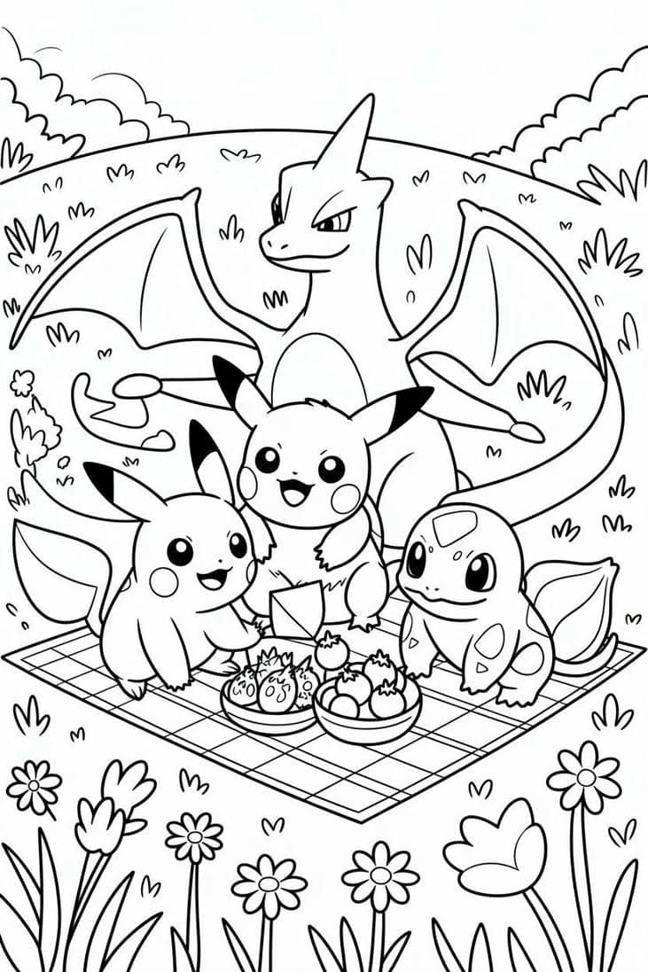 hình tô màu pikachu thân quen