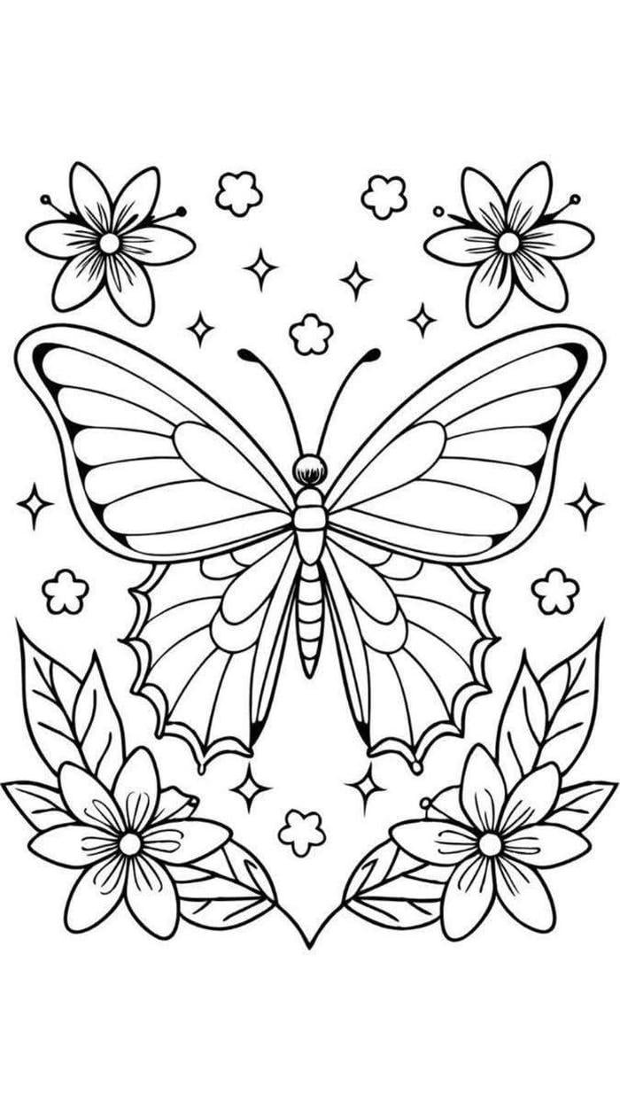 hình vẽ con bướm tô màu