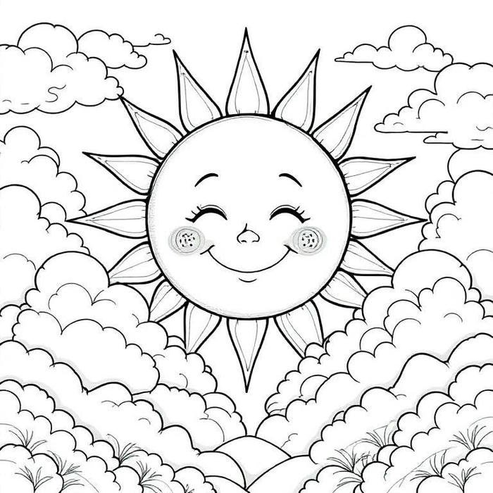 hình vẽ ông mặt trời thân thiện