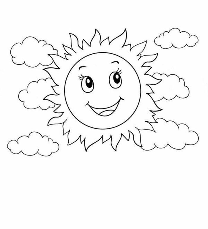 hình vẽ ông mặt trời tô màu