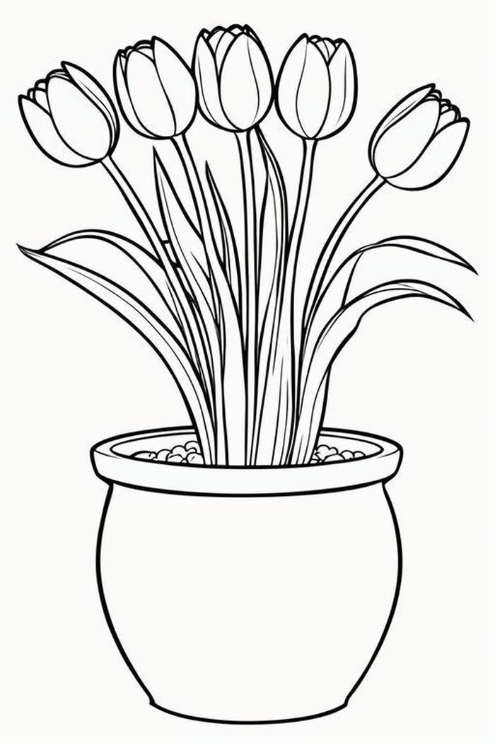 hình vẽ tulip tô màu sinh động