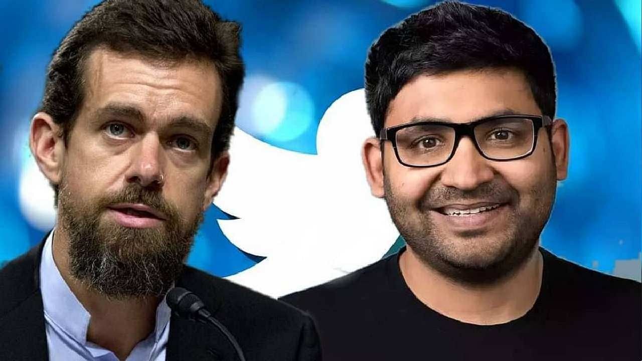 Jack Dorsey và Parag Agrawal trong sự kiện chuyển giao quyền lực lãnh đạo Twitter