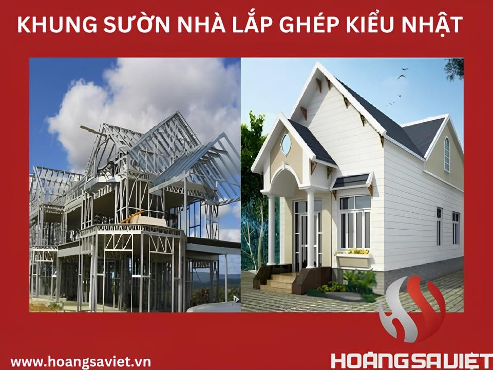 Khung sườn chắc chắn của nhà lắp ghép kiểu Nhật
