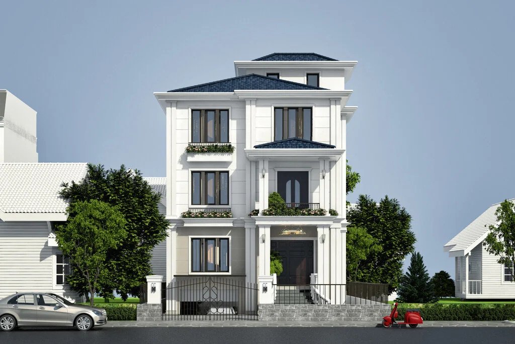 Kiểu biệt thự kết hợp nhiều tiện ích cho cả gia đình với sân vườn rộng lớn