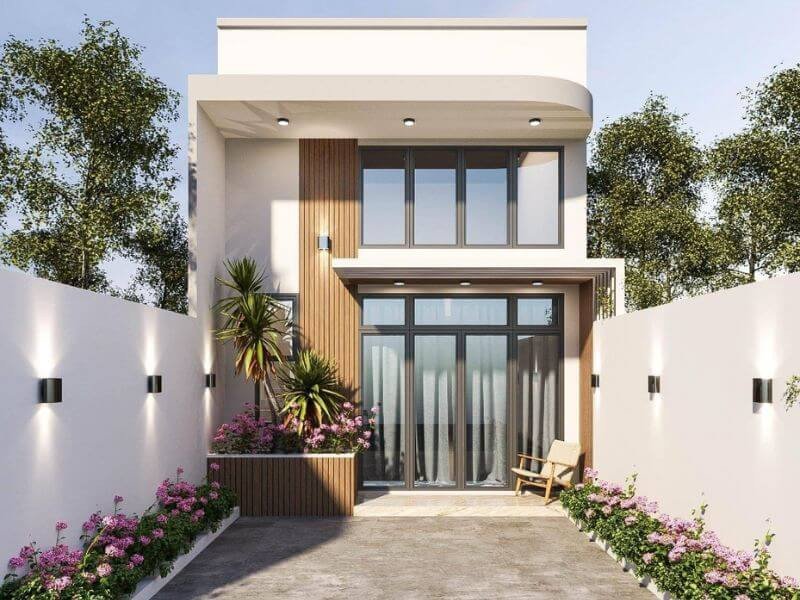 Mặt tiền nhà cấp 4 có gác lửng ngang 5m sâu 12m hiện đại tiện nghi