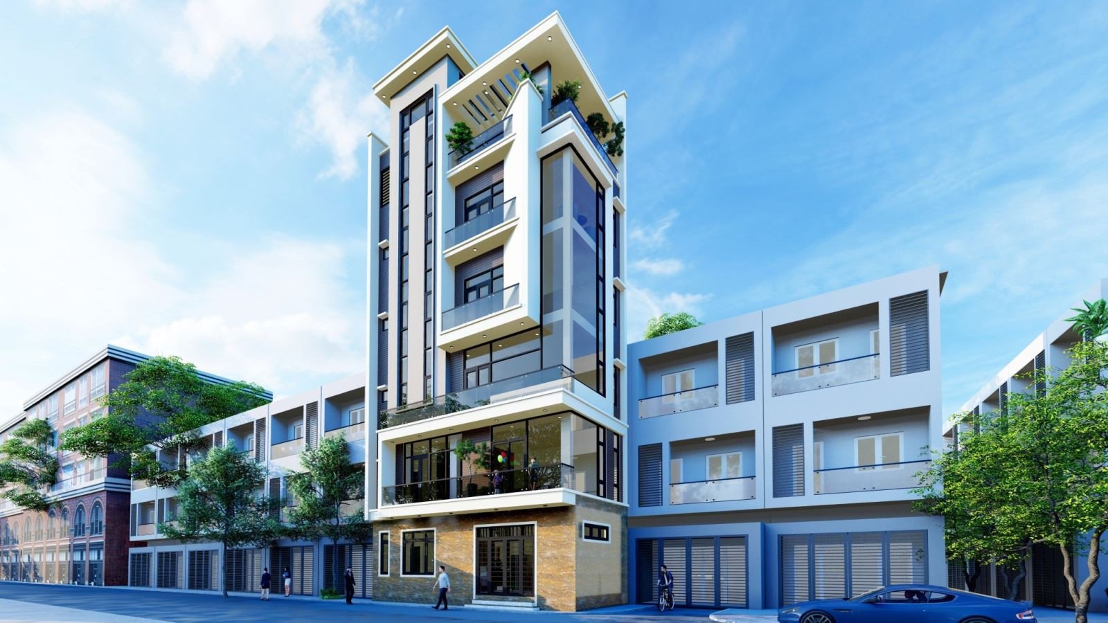 Mặt tiền nhà phố hiện đại trong hẻm