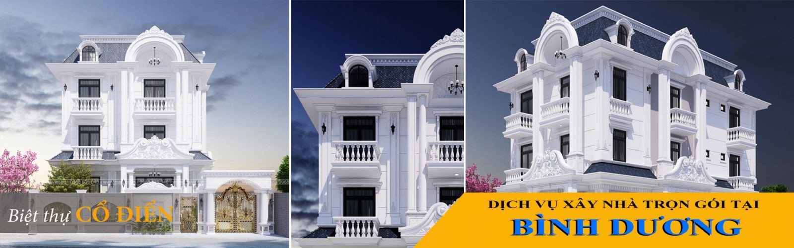 Mẫu biệt thự tân cổ điển đẹp, dự toán giá xây nhà trọn gói Bình Dương