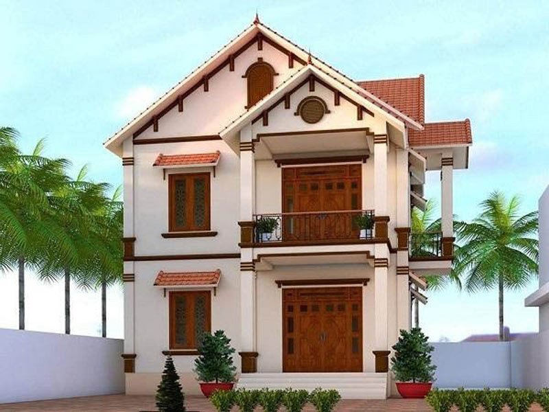 Mẫu nhà 2 tầng 3 phòng ngủ tiện nghi ở nông thôn