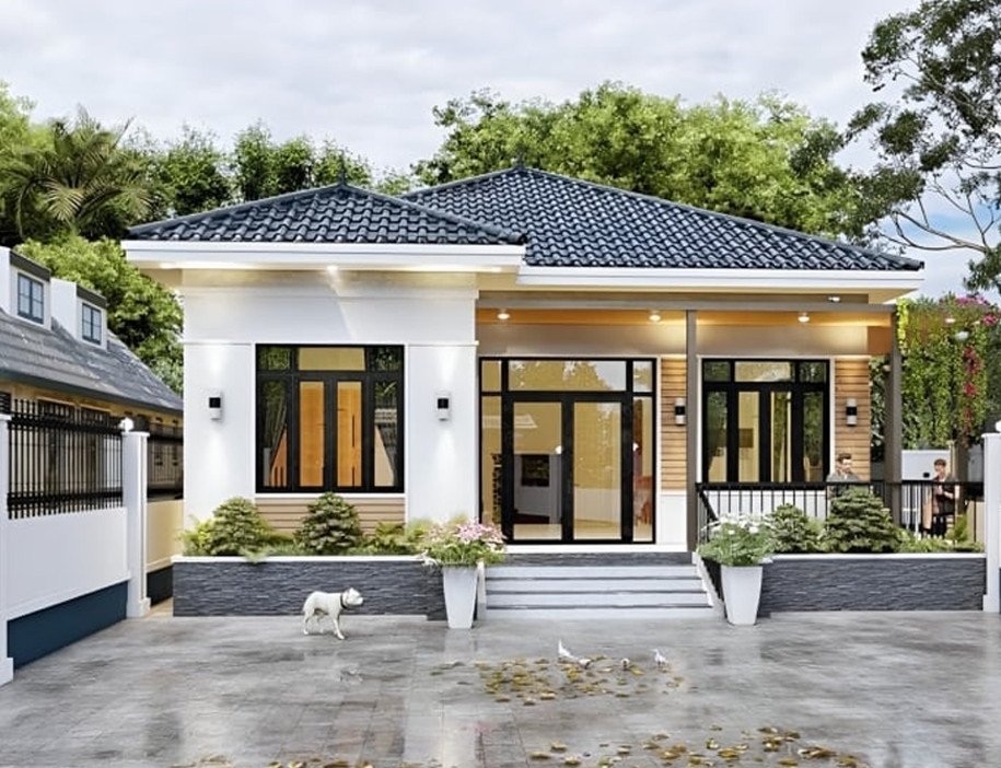 Mẫu nhà cấp 4 100m2 mái ngói truyền thống