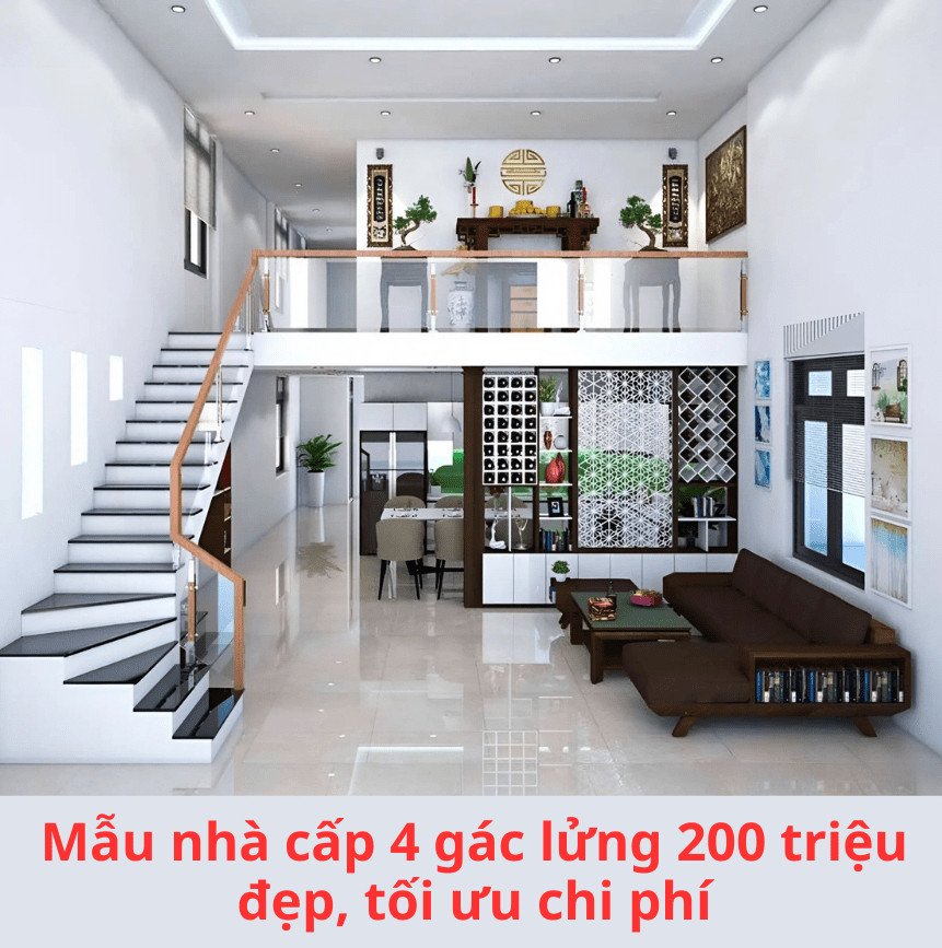 Mẫu nhà cấp 4 gác lửng 200 triệu đẹp