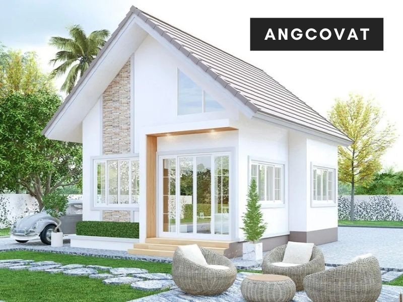 Mẫu nhà cấp 4 hiện đại, chi phí xây dựng dưới 500 triệu đồng, phù hợp cho **xây nhà 500 triệu ở quê** với không gian sân vườn nhỏ gọn.