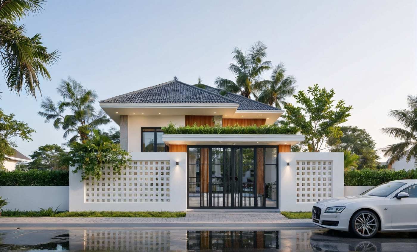 Mẫu nhà cấp 4 mái nhật 120m2 hiện đại, thanh lịch