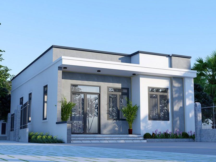 Mẫu nhà cấp 4 nông thôn mái bằng giá rẻ 250 triệu đầy đủ tiện nghi