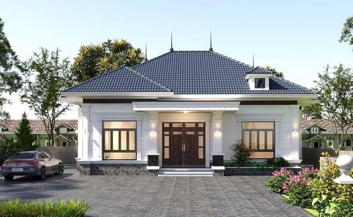 Mẫu nhà đẹp 2 tầng sang trọng và hiện đại với ban công rộng