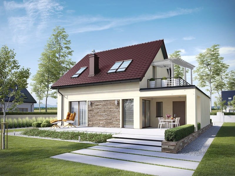 Mô hình nhà cấp 4 mái tôn hiện đại 80m2