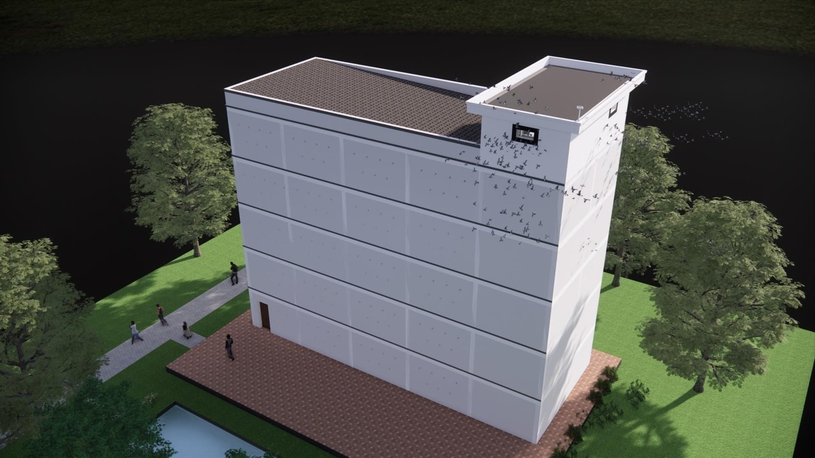 Mô hình nhà yến 3D thiết bị nhà yến, minh họa chi phí xây nhà yến 2 tầng