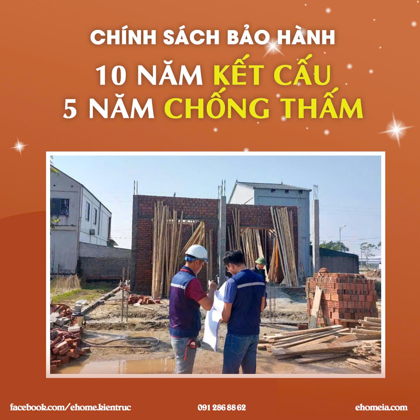 Ngôi nhà đang trong quá trình xây dựng, thể hiện sự khởi đầu của một công trình chìa khóa trao tay